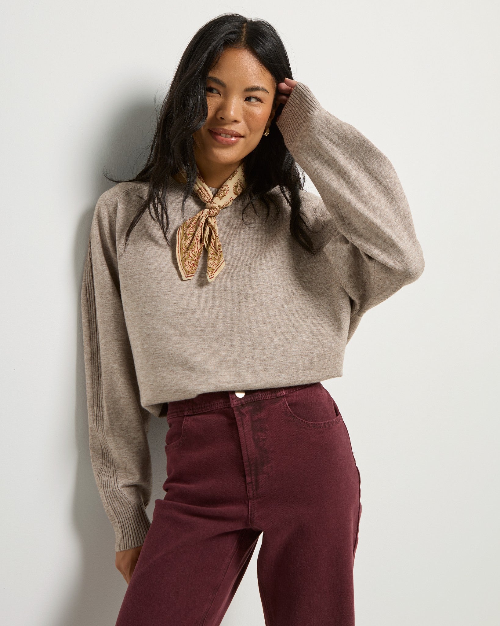 Heather Sandbar $|& SEAS Harmony Tunic Sweater - VOF Side