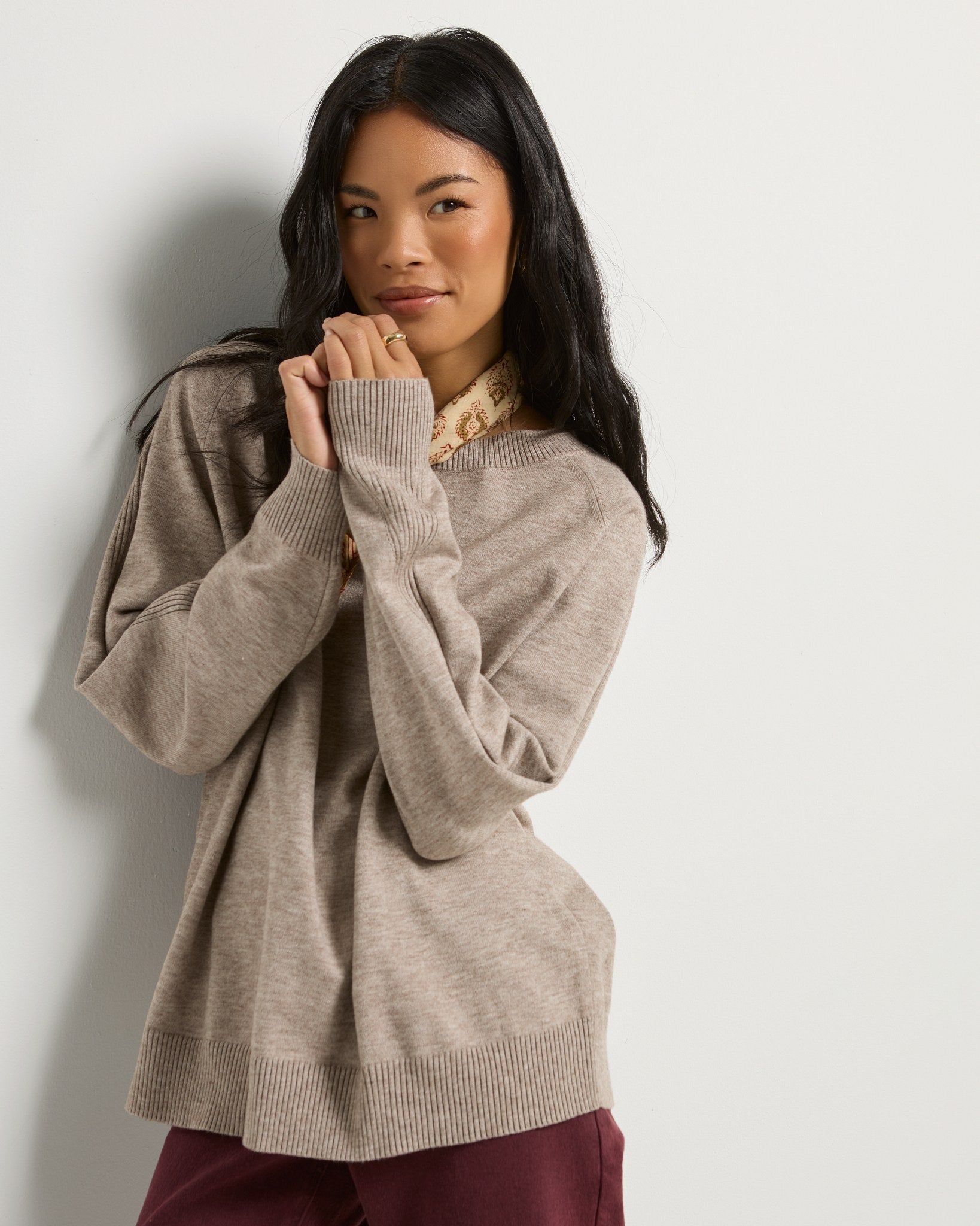 Heather Sandbar $|& SEAS Harmony Tunic Sweater - VOF Front