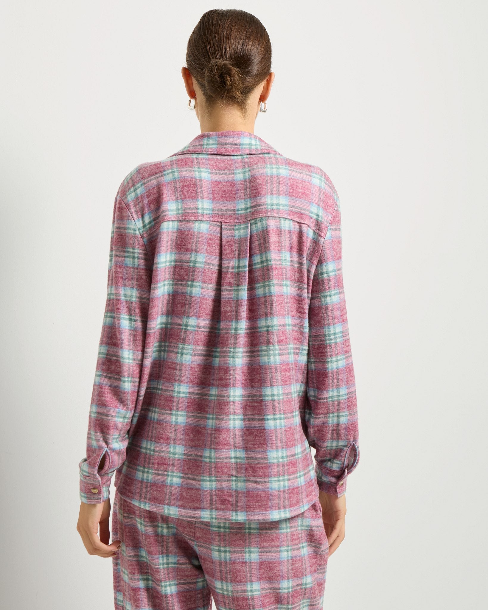Fireside Tartan Cherry Plaid $|& SEAS Cat Nap Pajama Shirt - SOF Back