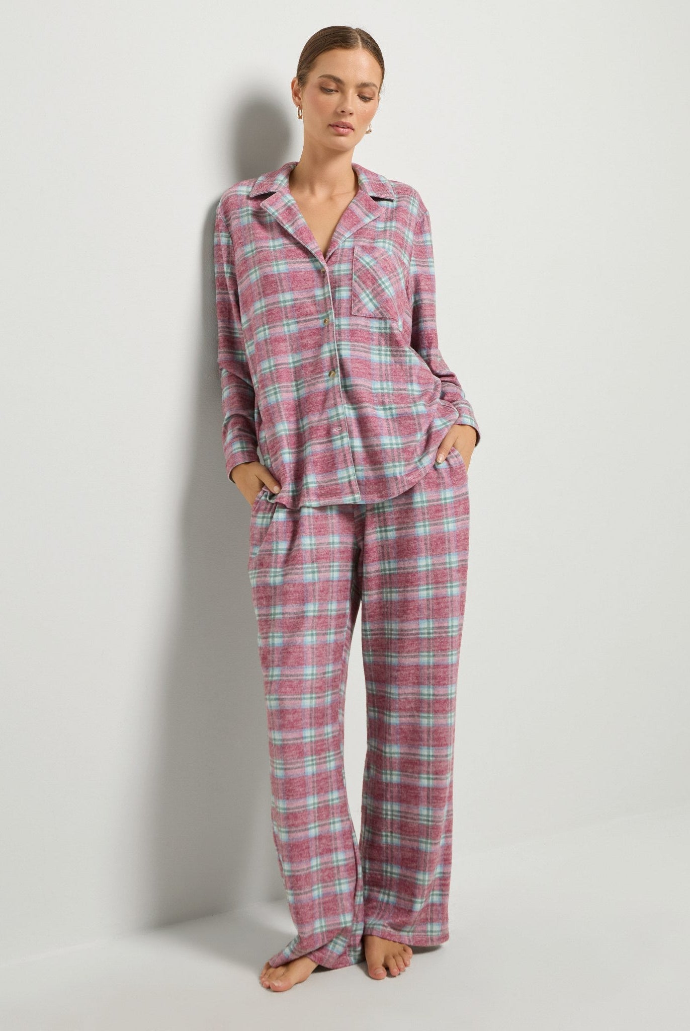 Fireside Tartan Cherry Plaid $|& SEAS Cat Nap Pant - UGC On Fig