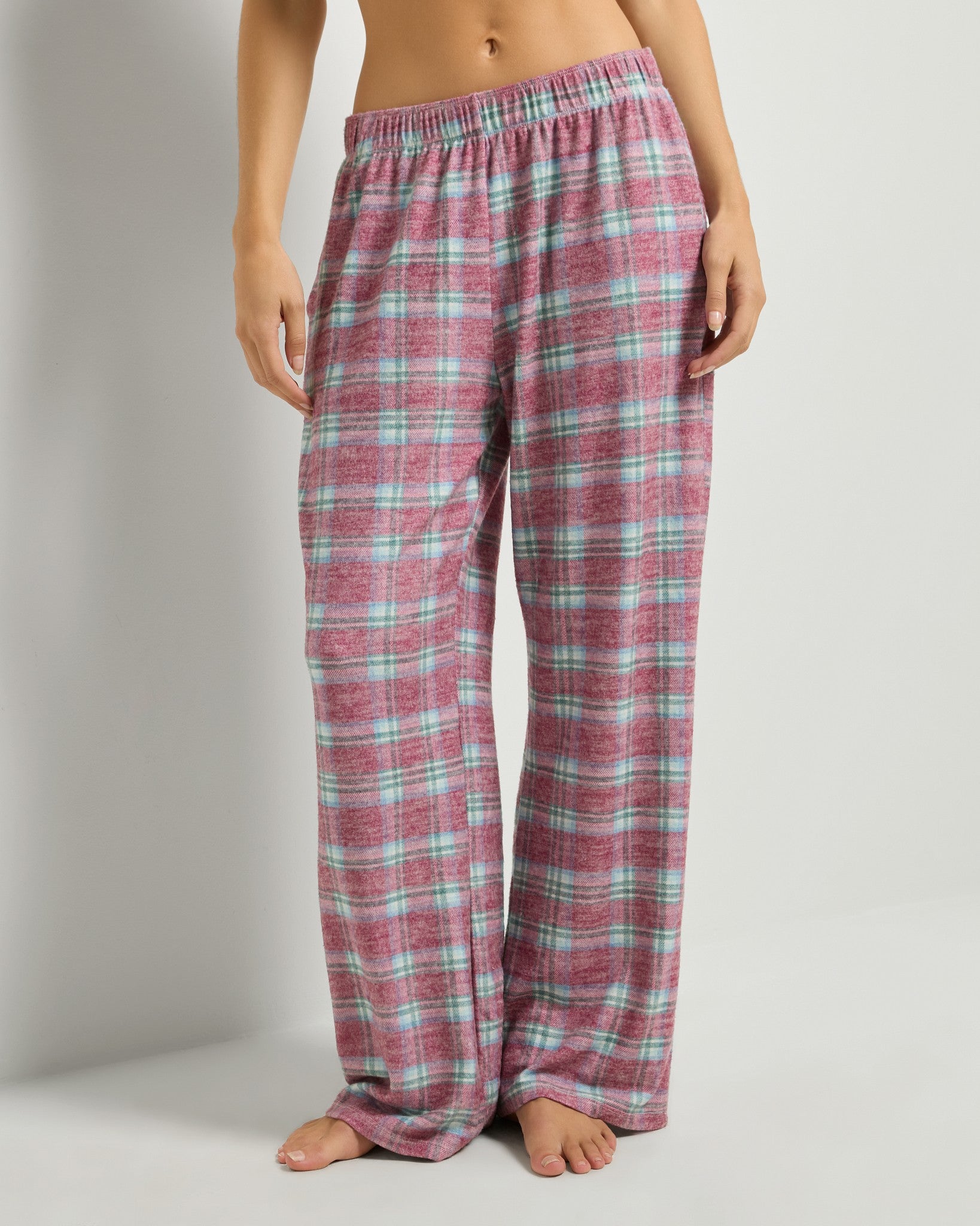 Fireside Tartan Cherry Plaid $|& SEAS Cat Nap Pant - SOF Front