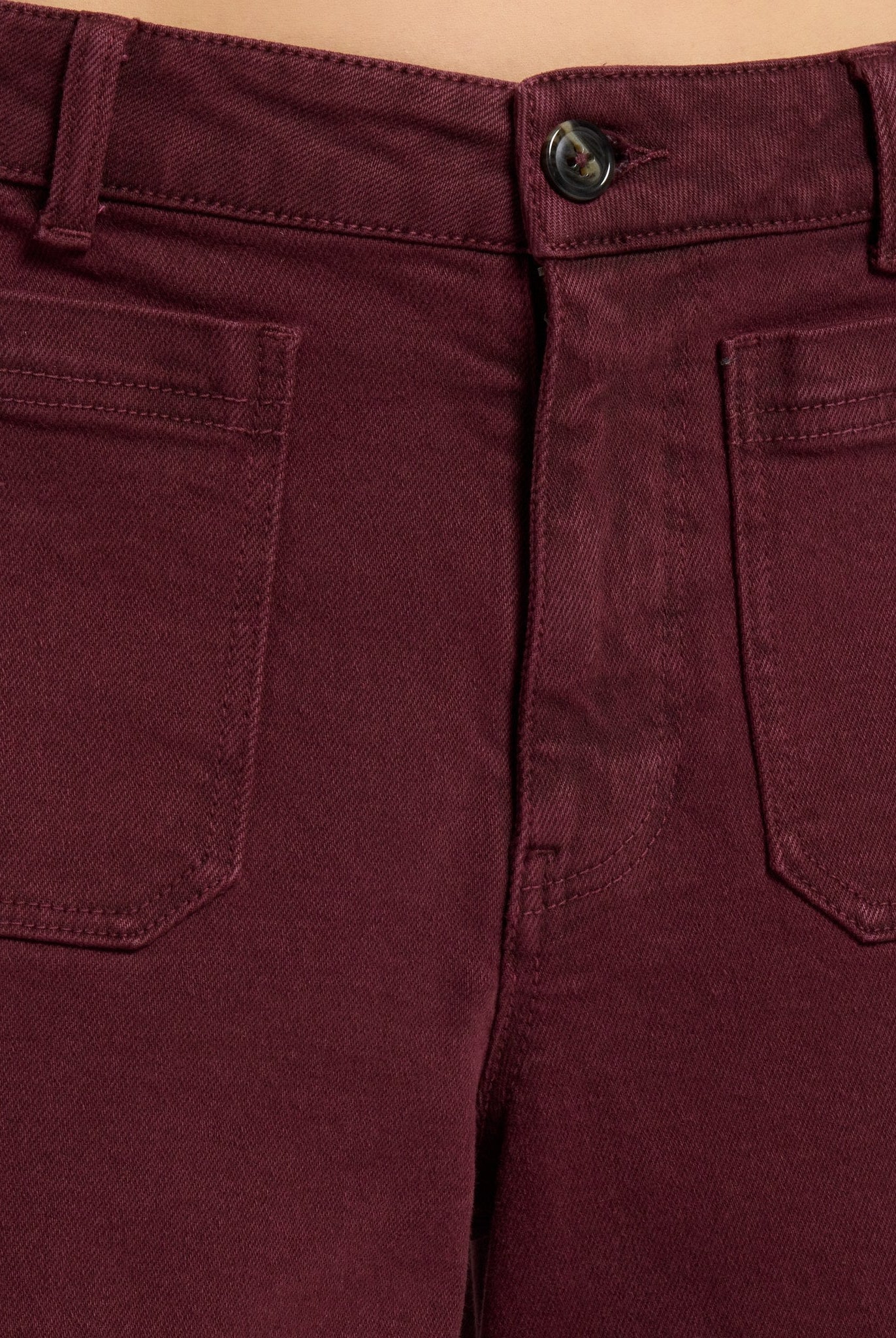 Black Cherry $|& SEAS Caroline Cropped Wide Leg Twill Pant - SOF Full Front