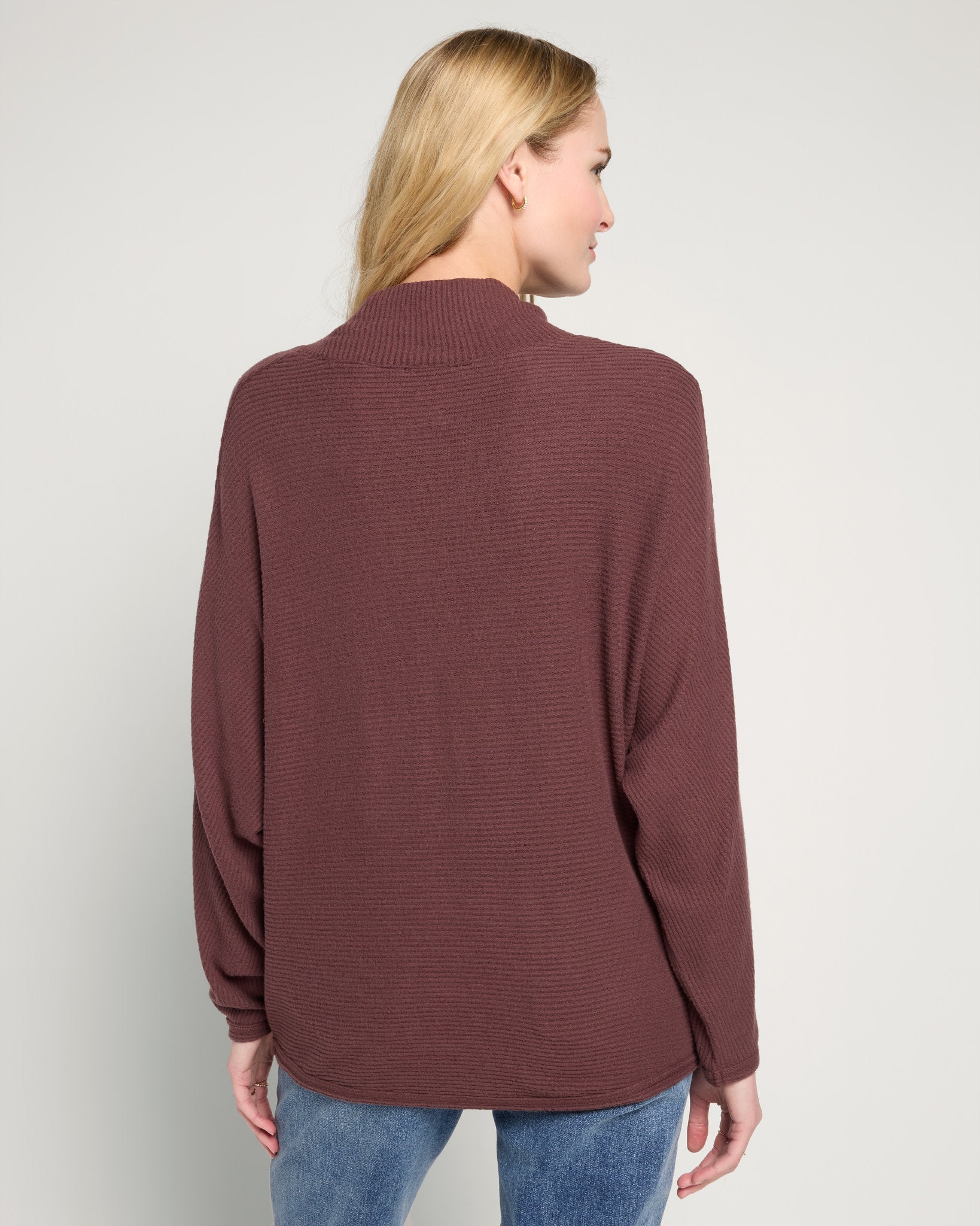Espresso $|& SEAS Sandy Turtleneck Dolman Top - SOF Back