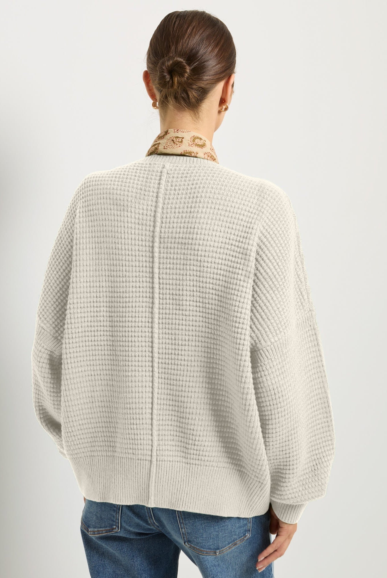 Cream $|& SEAS Lotus V-Neck Sweater - SOF Back