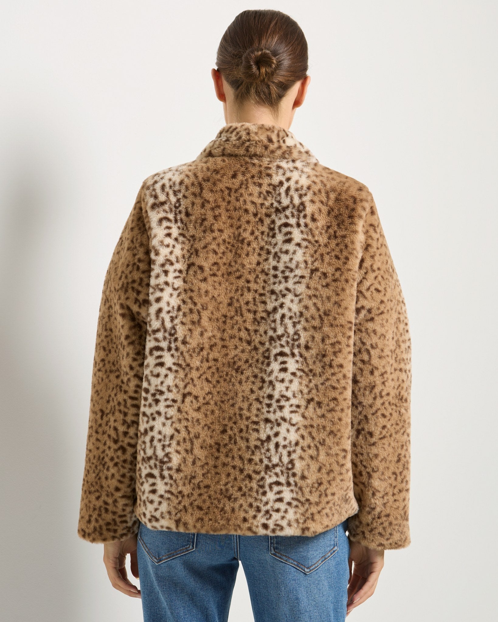 Sandstone Leopard $|& SEAS Luna Faux Fur Jacket - SOF Back