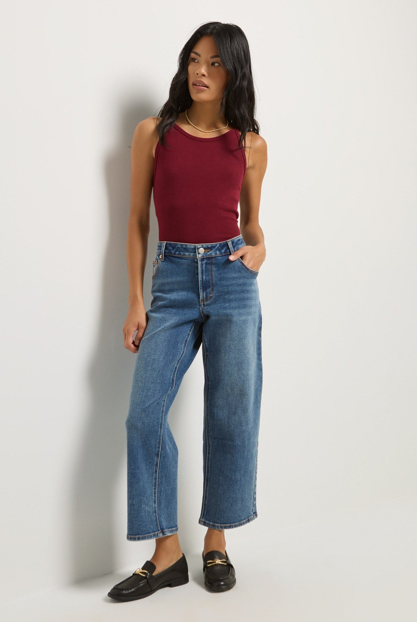 Cabernet $|& SEAS Laurel Ribbed Shelf Bra Tank - VOF Front