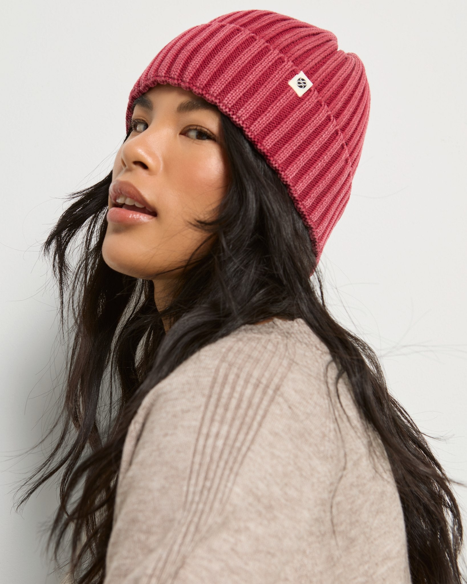 Washed Red $|& SEAS SEAS Acid Wash Beanie - SOF Full Front