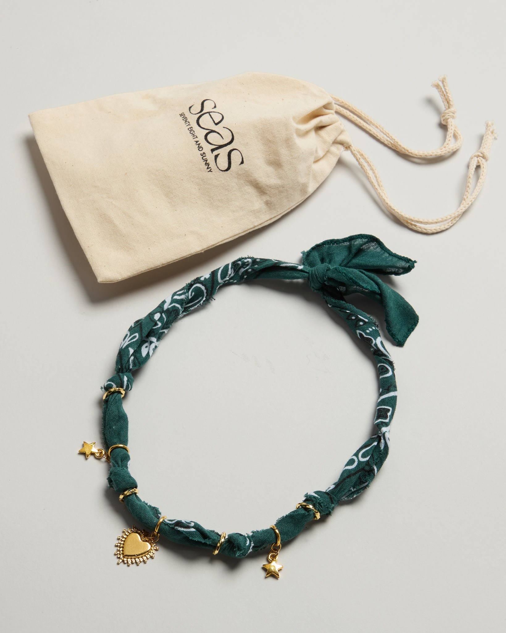 Dark Green $|& SEAS Bandana Charm Necklace - UGC On Fig
