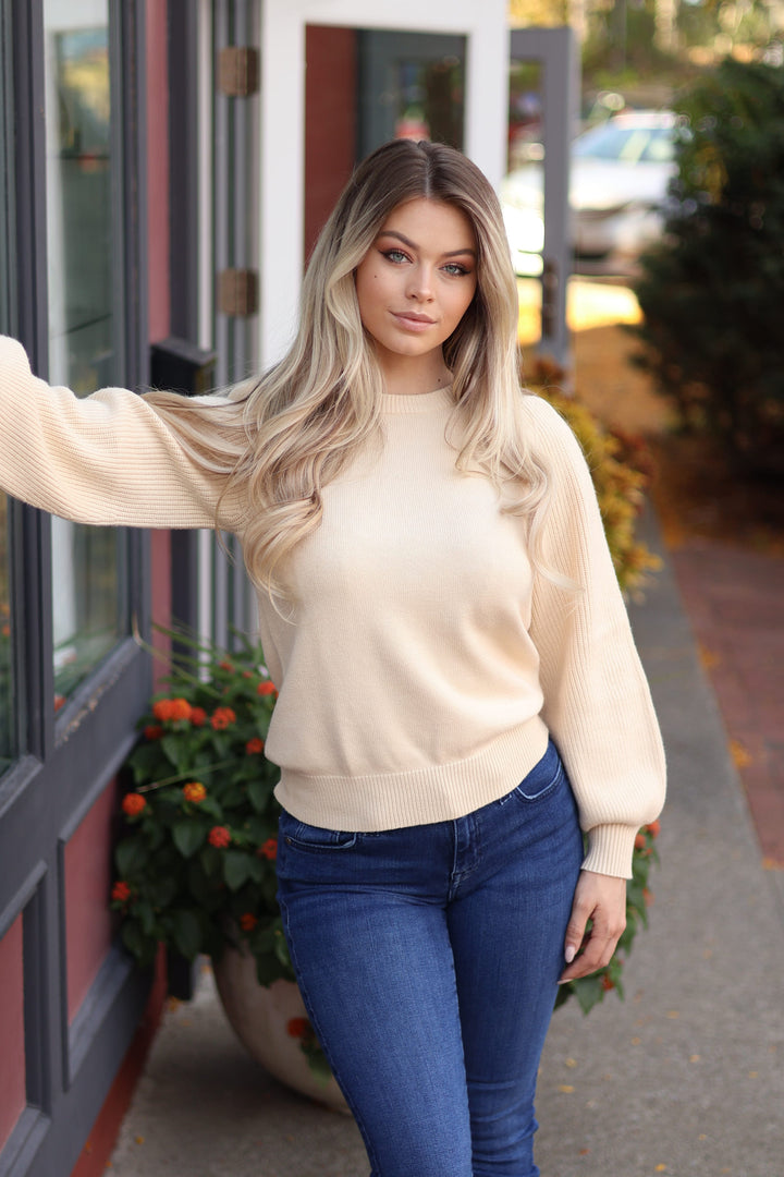 Pacific Puff Shoulder Crew Neck Sweater