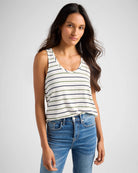 Natural/Nymph/Indin $|& SEAS Surfside Stripe Scoop Tank - SOF Front