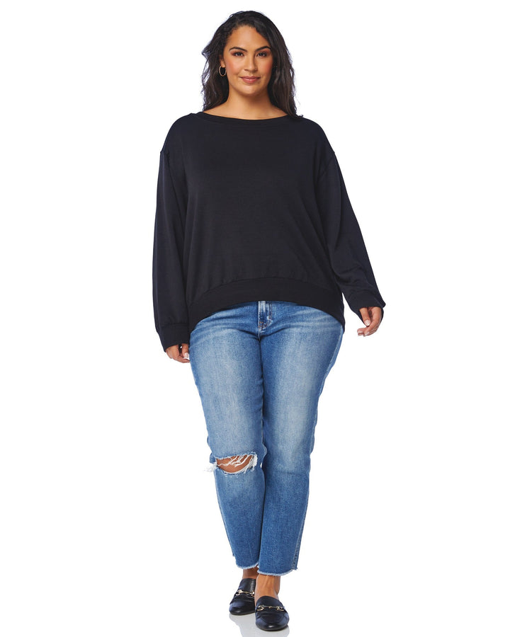 Black $|& 78&SUNNY Brooksville One Shoulder Sweatshirt - SOF Full Front