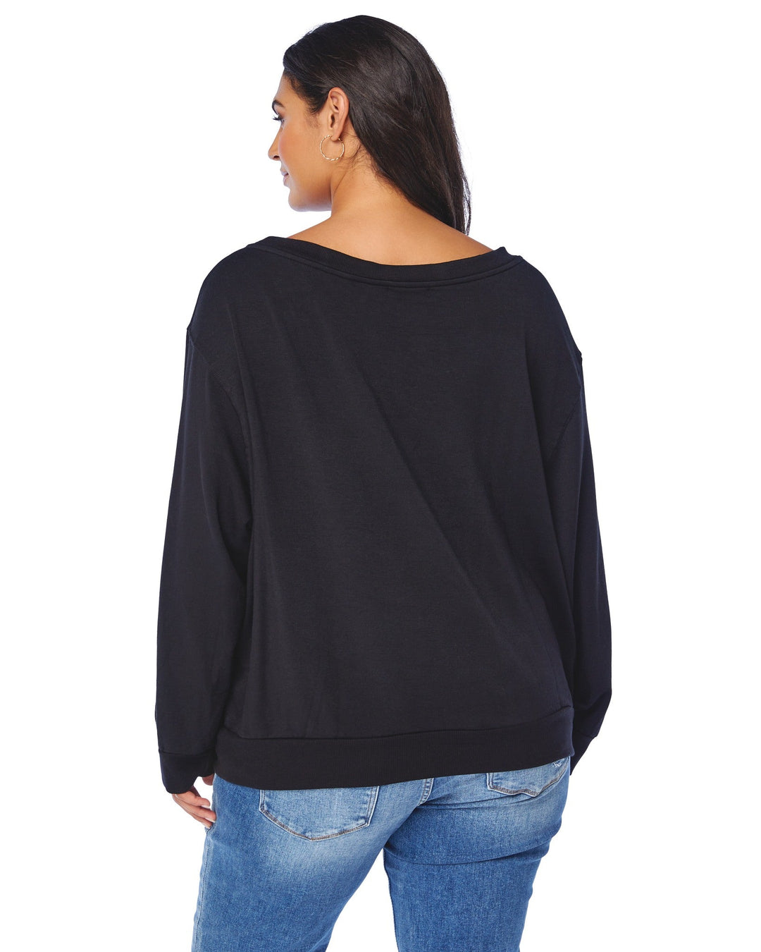 Black $|& 78&SUNNY Brooksville One Shoulder Sweatshirt - SOF Back