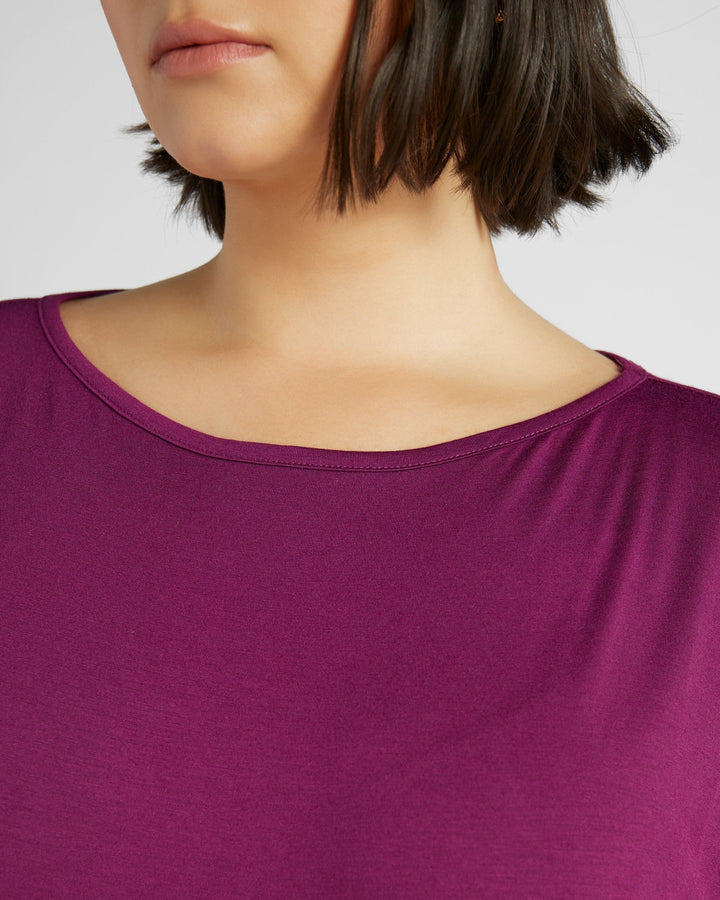 Plum $|& 78&SUNNY Brentwood Boat Neck Top - SOF Detail