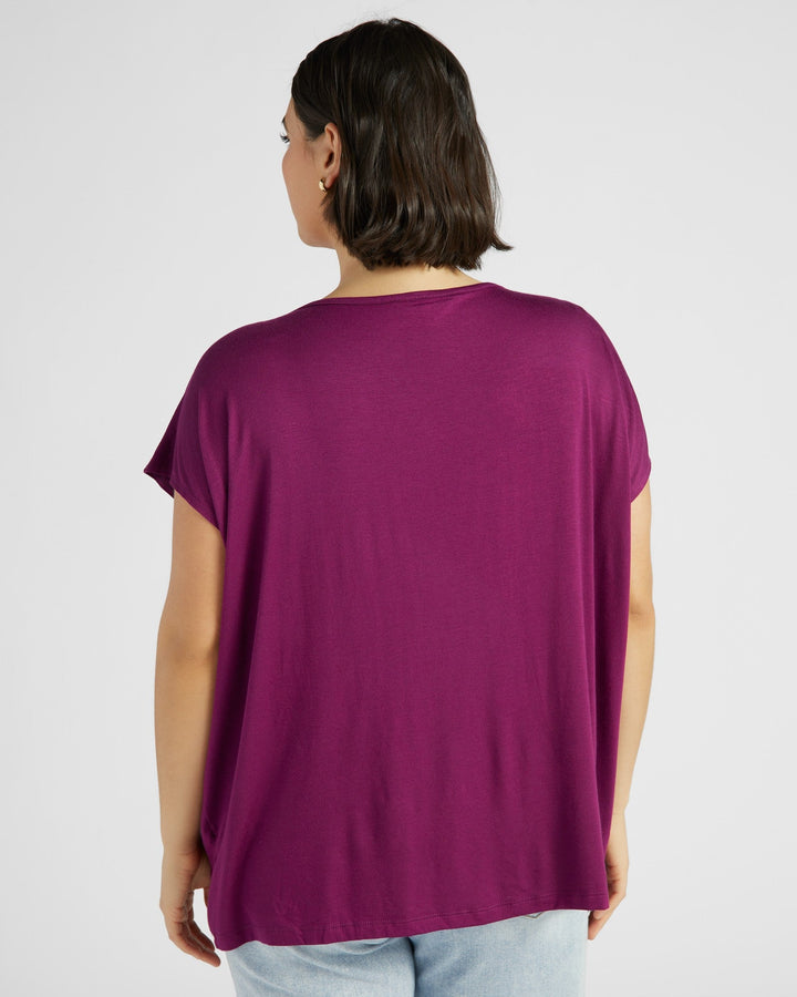 Plum $|& 78&SUNNY Brentwood Boat Neck Top - SOF Back