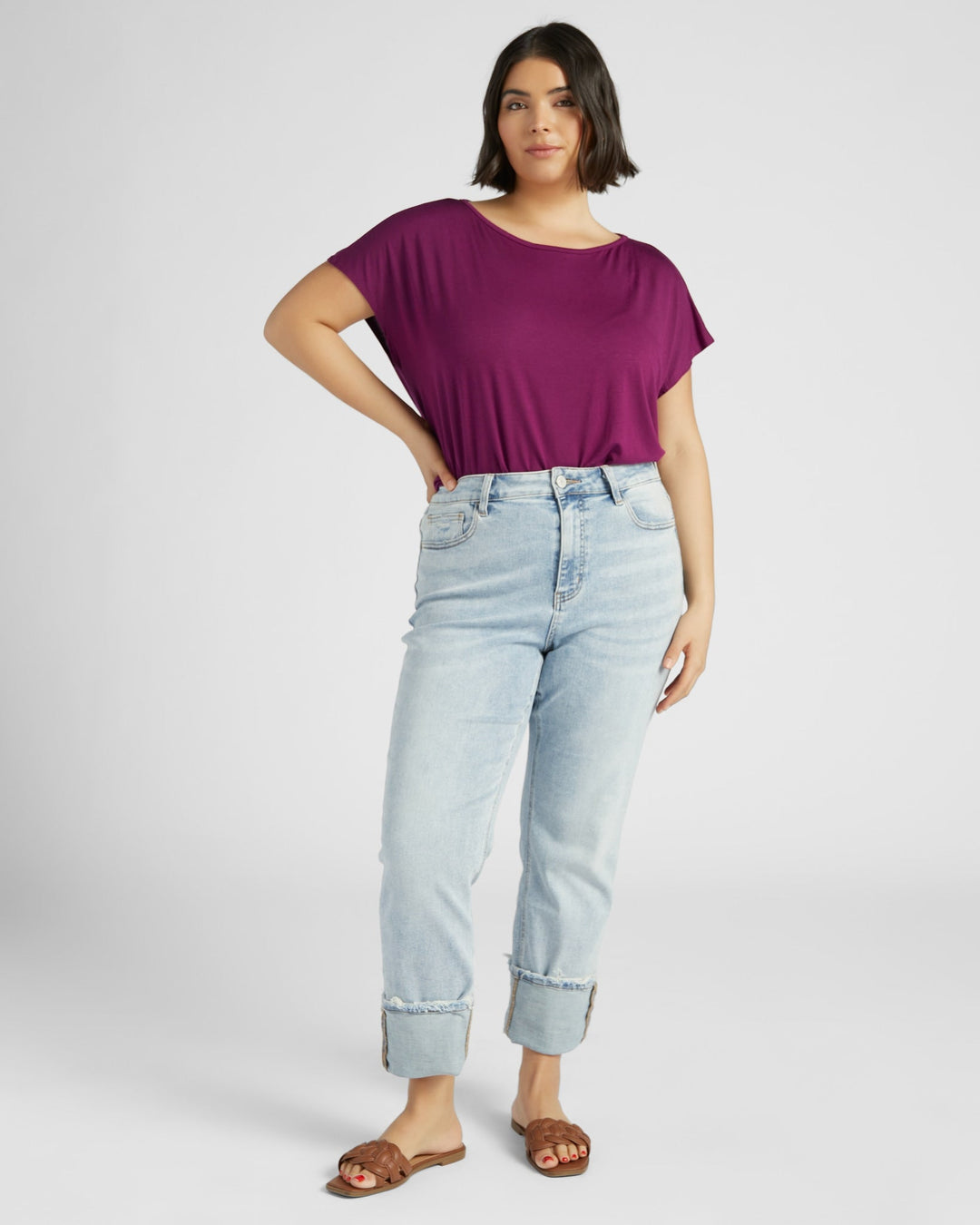 Plum $|& 78&SUNNY Brentwood Boat Neck Top - SOF Full Front