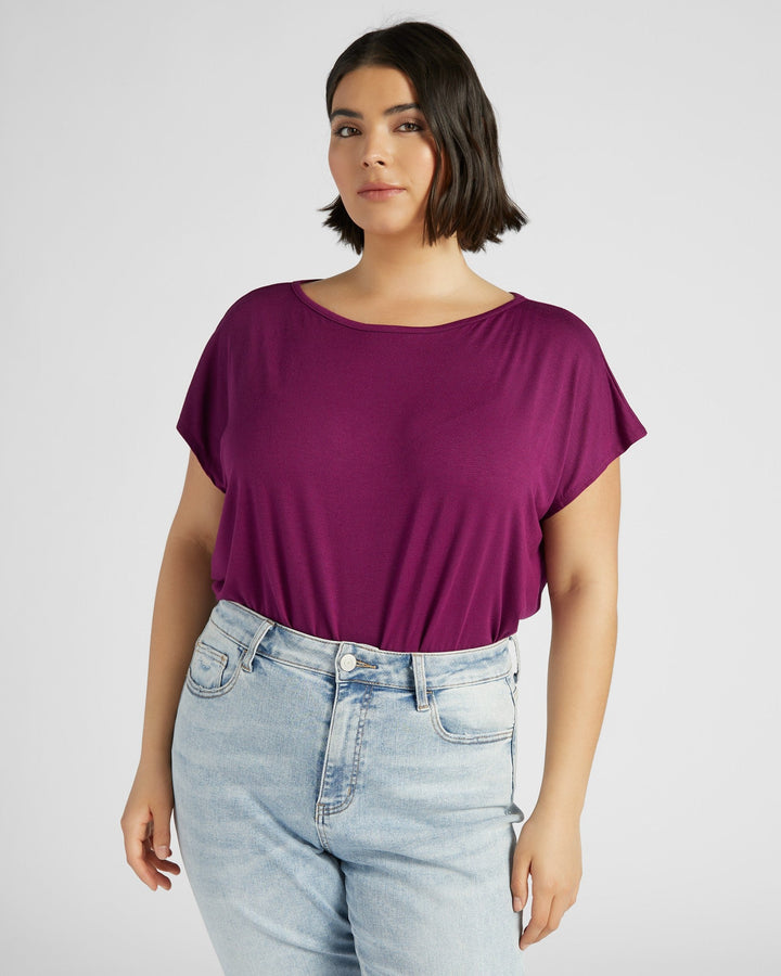 Plum $|& 78&SUNNY Brentwood Boat Neck Top - SOF Front