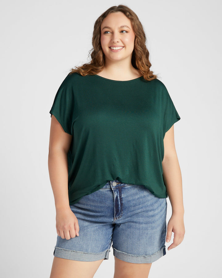 Dark Hunter Green $|& 78&SUNNY Brentwood Boat Neck Top - SOF Front