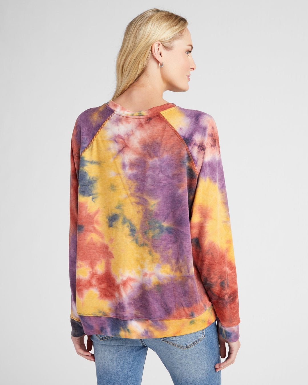 Multi Blue/Coral/Yellow $|& 78&SUNNY Beach Bum Tie Dye Graphic Sweatshirt - SOF Back