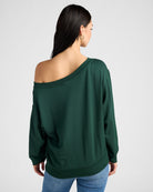 Hunter Green $|& SEAS Brooksville One Shoulder Sweatshirt - SOF Back