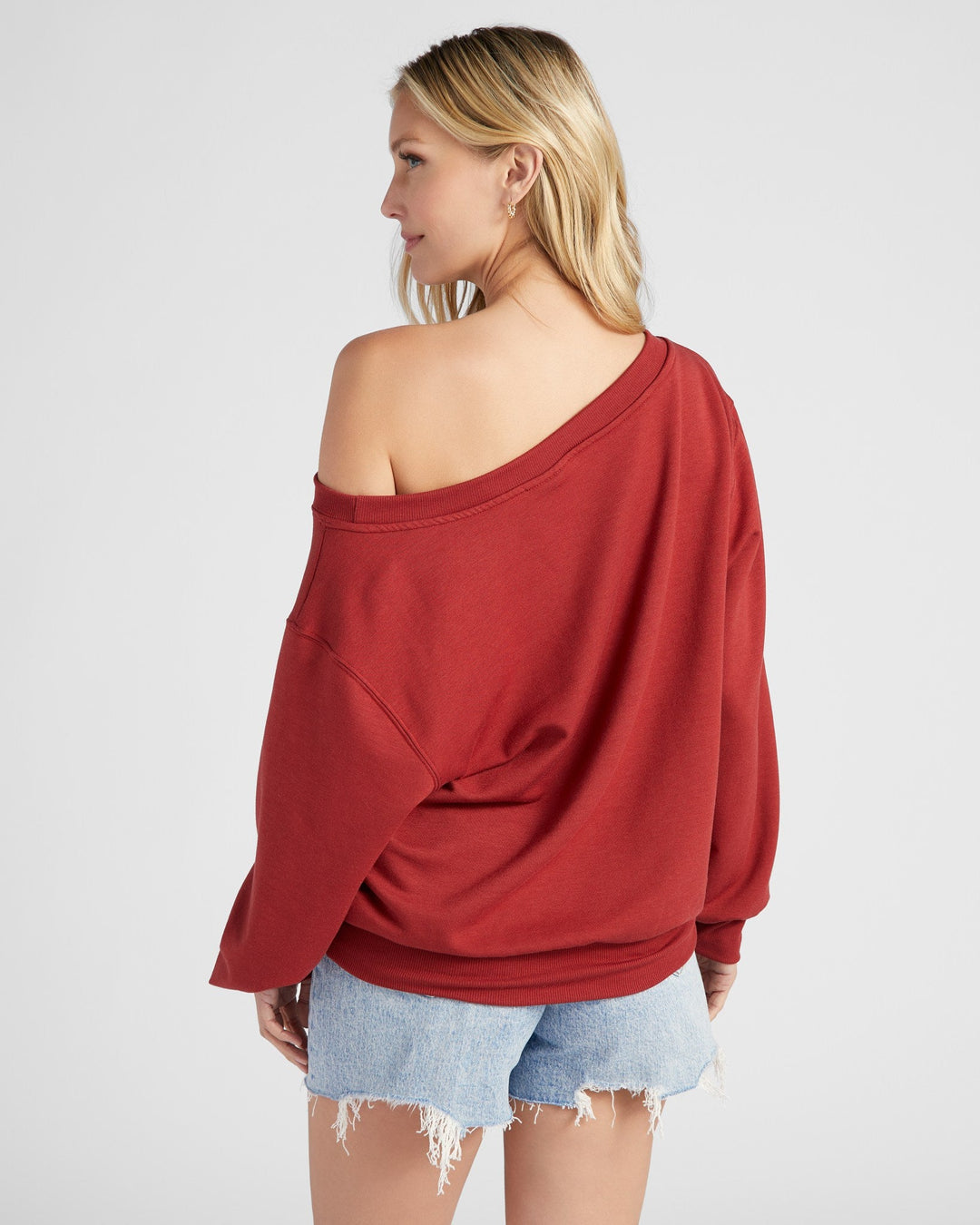 Rosewood $|& 78&SUNNY Brooksville One Shoulder Sweatshirt - SOF Back