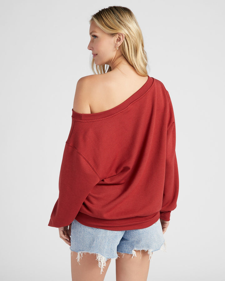 Rosewood $|& 78&SUNNY Brooksville One Shoulder Sweatshirt - SOF Back