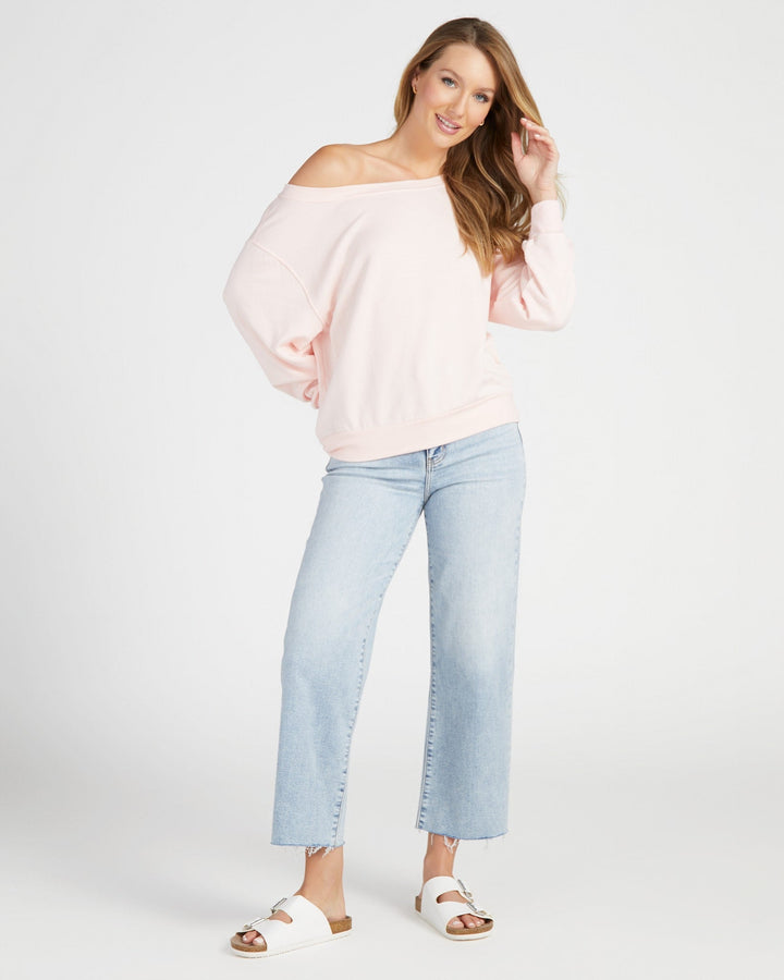 Strawberry Cream $|& 78&SUNNY Brooksville One Shoulder Sweatshirt - SOF Full Front