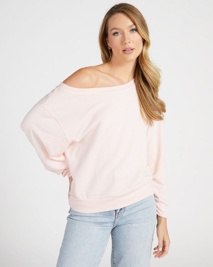 Strawberry Cream $|& 78&SUNNY Brooksville One Shoulder Sweatshirt - SOF Front