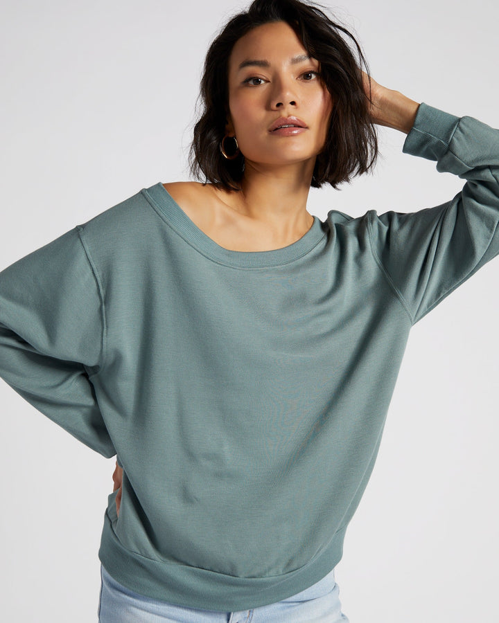 Goblin Blue $|& 78&SUNNY Brooksville One Shoulder Sweatshirt - SOF Detail