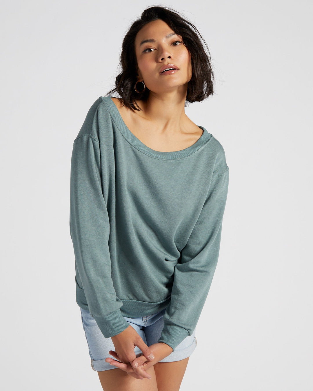 Goblin Blue $|& 78&SUNNY Brooksville One Shoulder Sweatshirt - SOF Front