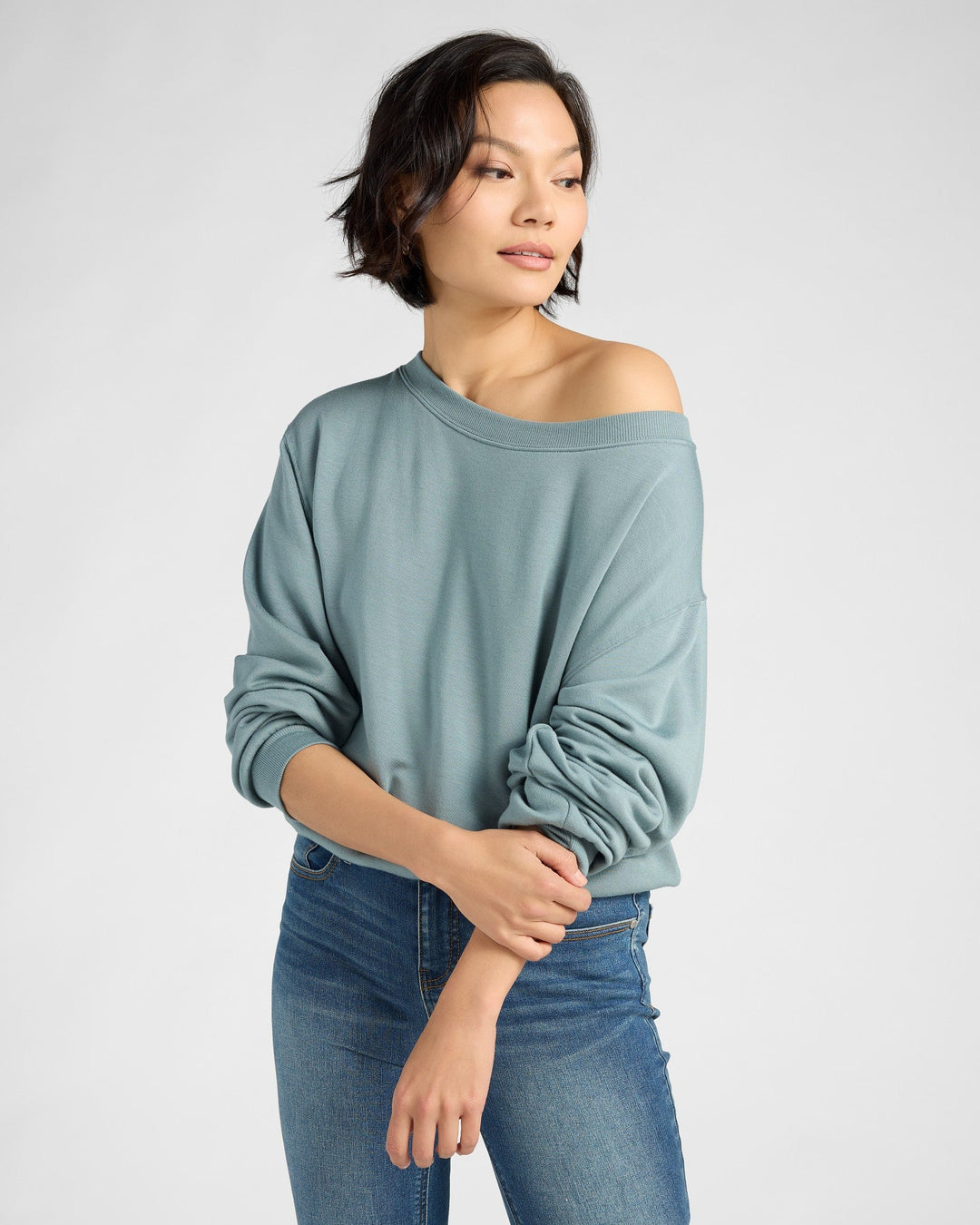 Goblin Blue $|& 78&SUNNY Brooksville One Shoulder Sweatshirt - SOF Front