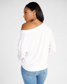 White $|& SEAS Brooksville Slub Off The Shoulder Top - SOF Back