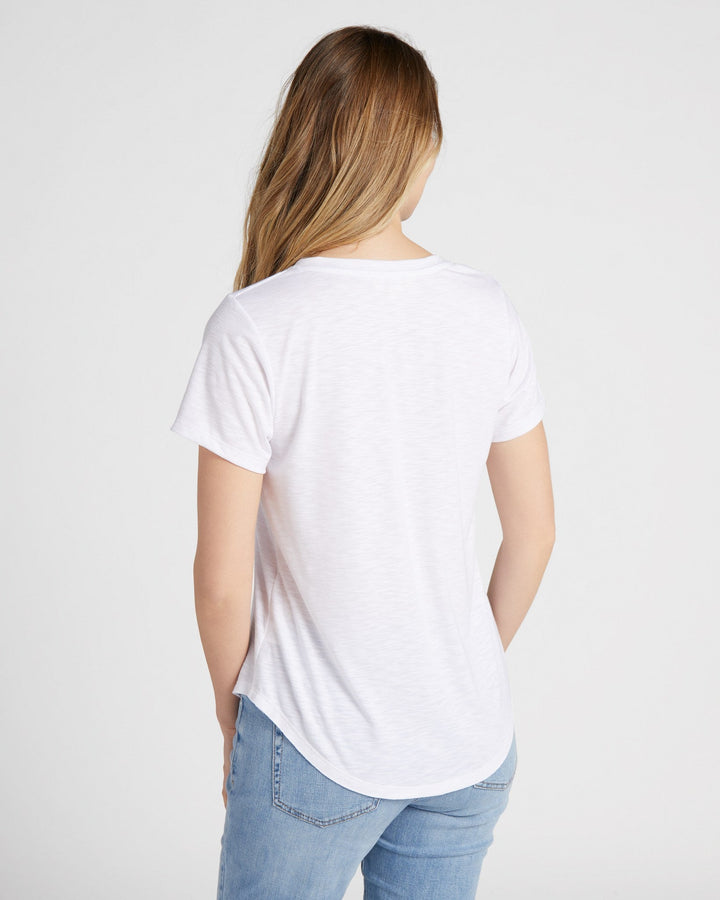 White $|& 78&SUNNY Essential Slub V-Neck Tee - SOF Back