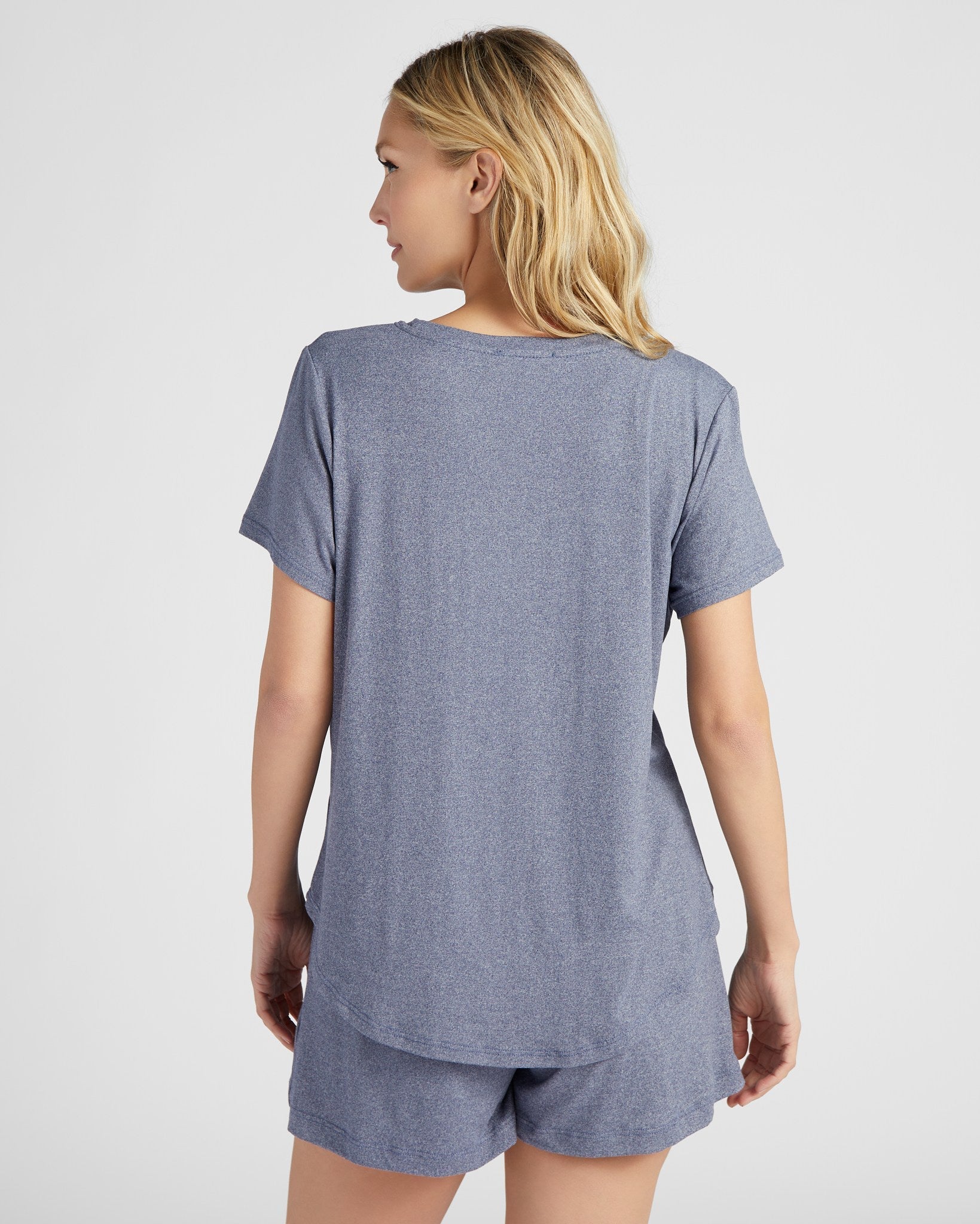 Heather Blue $|& 78&SUNNY Heather Tee and Short Sleep Set - SOF Back