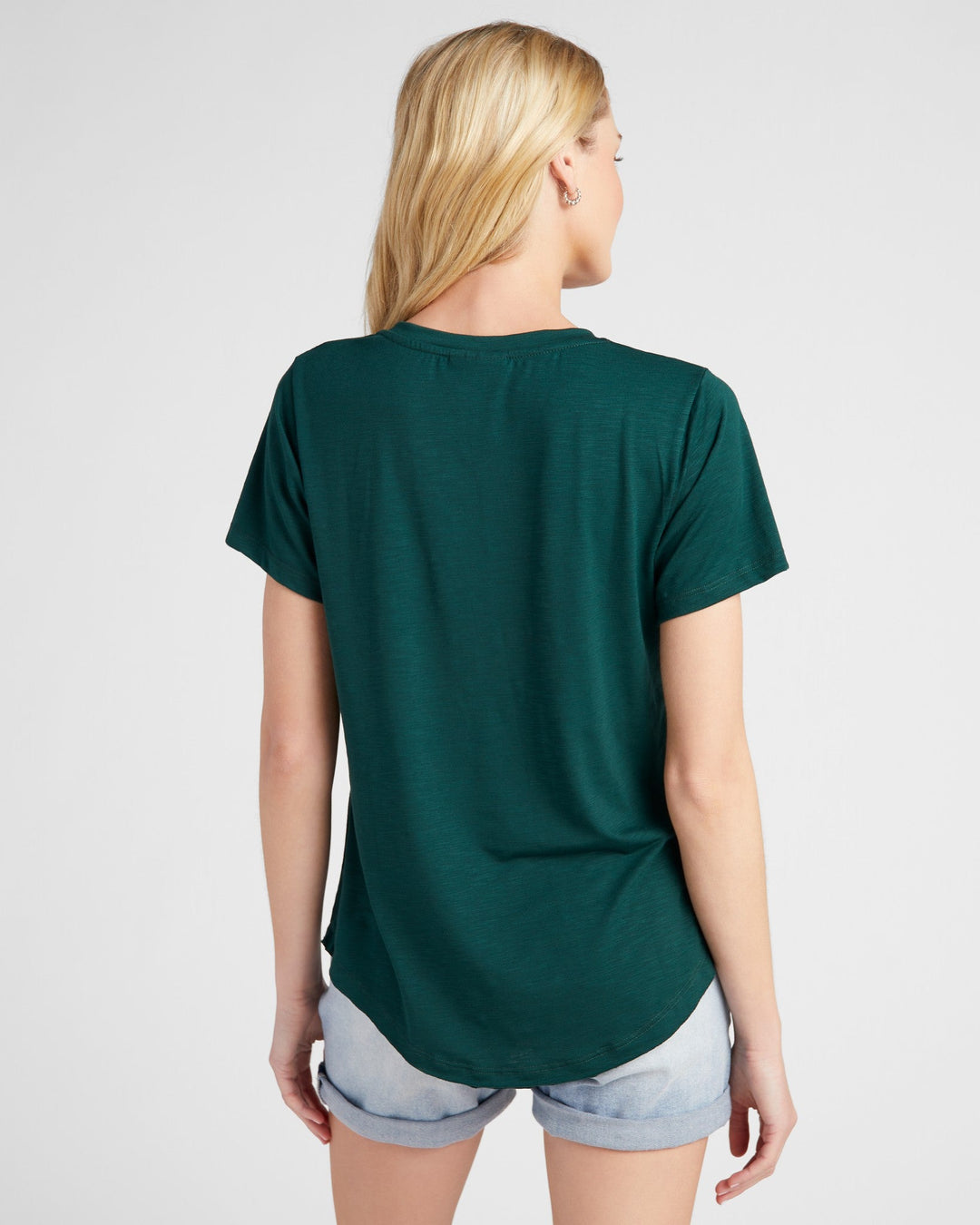 Hunter Green $|& 78&SUNNY Essential Slub V-Neck Tee - SOF Back