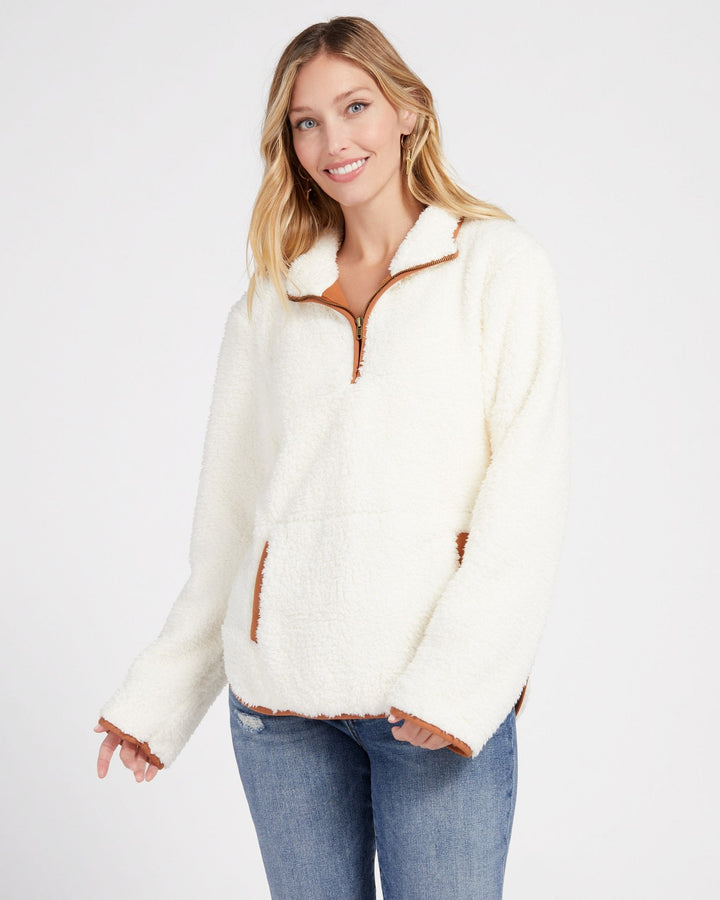 Ivory/Camel $|& 78&SUNNY Big Bear Quarter Zip - SOF Front