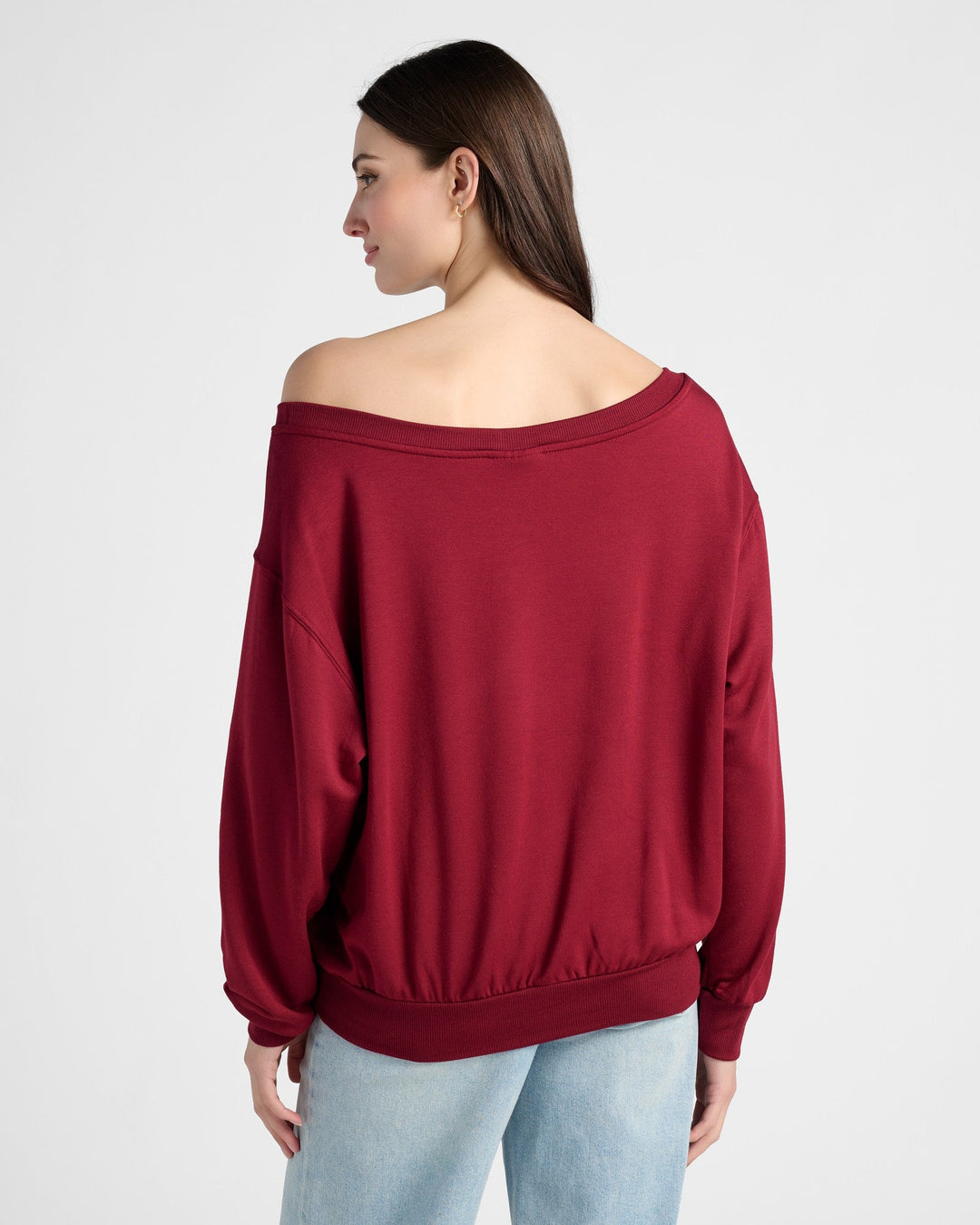 Cabernet $|& 78&SUNNY Brooksville One Shoulder Sweatshirt - SOF Back