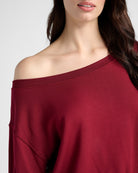 Cabernet $|& SEAS Brooksville One Shoulder Sweatshirt - SOF Detail