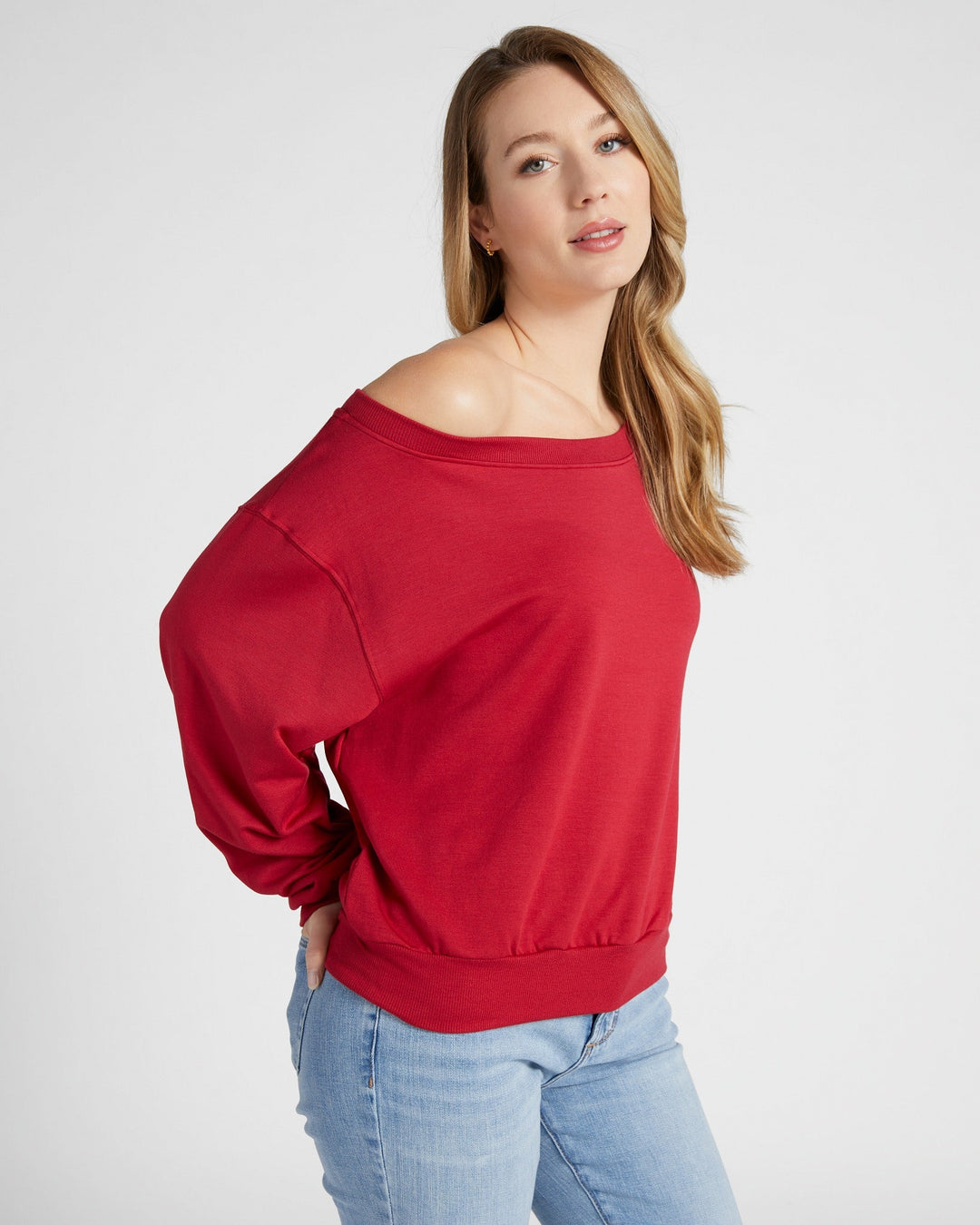 Chili Pepper $|& 78&SUNNY Brooksville One Shoulder Sweatshirt - SOF Front