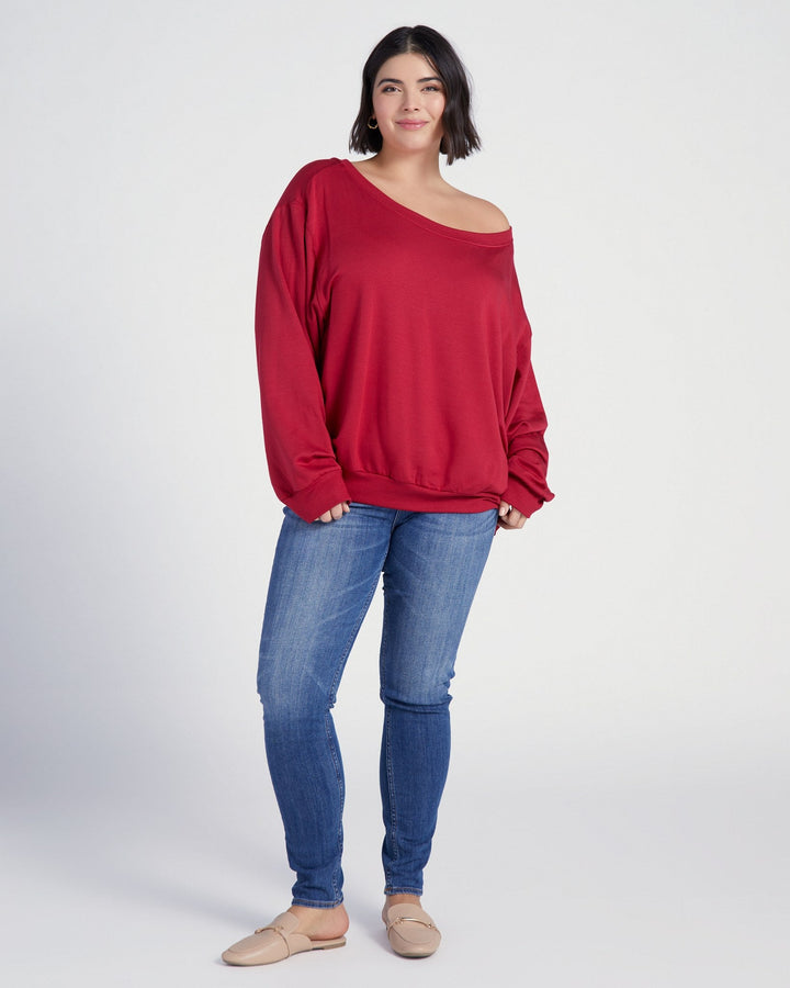 Chilli Pepper $|& 78&SUNNY Brooksville One Shoulder Sweatshirt - SOF Full Front