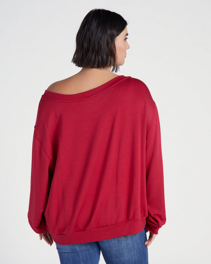 Chilli Pepper $|& 78&SUNNY Brooksville One Shoulder Sweatshirt - SOF Back