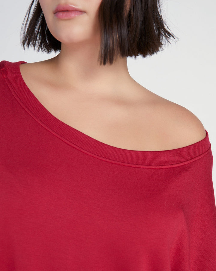 Chilli Pepper $|& 78&SUNNY Brooksville One Shoulder Sweatshirt - SOF Detail