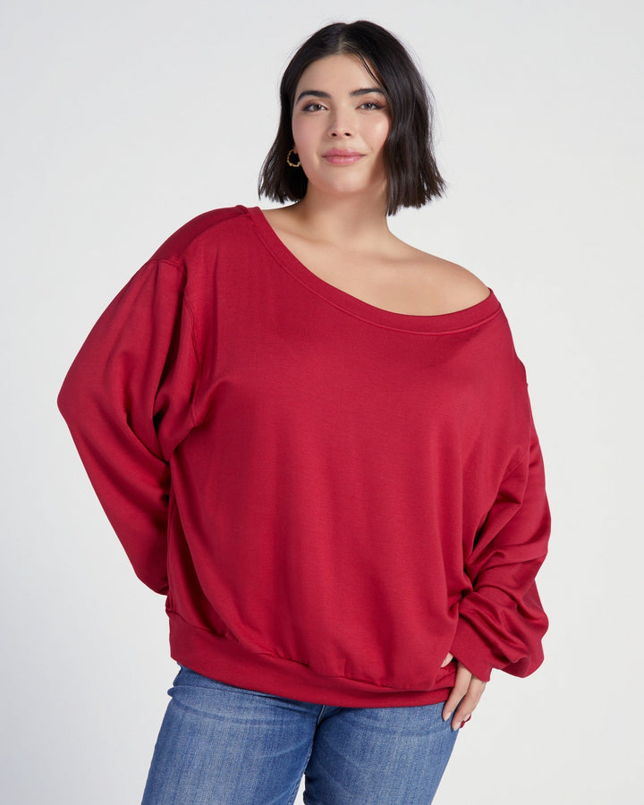 Chilli Pepper $|& 78&SUNNY Brooksville One Shoulder Sweatshirt - SOF Front