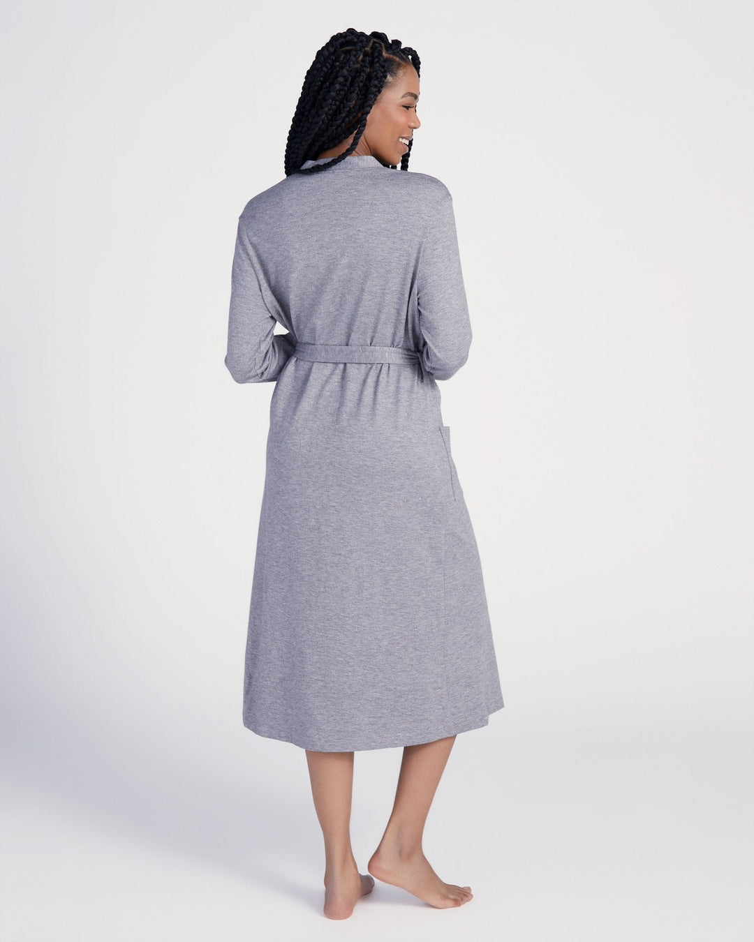 Heather Grey $|& 78&SUNNY Hacci Lounge Robe - SOF Back