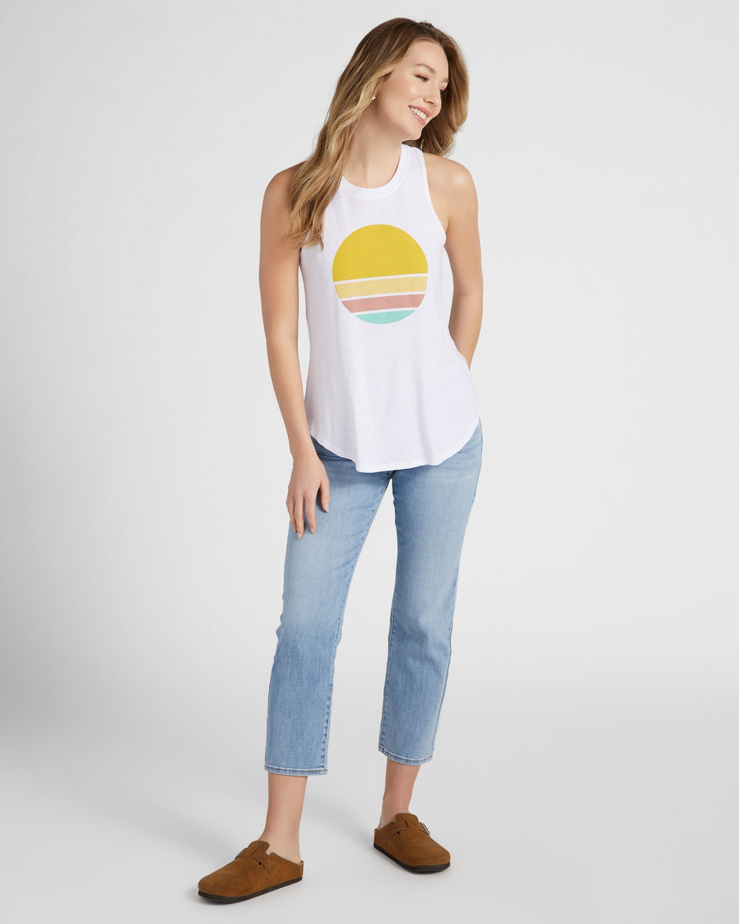 White $|& 78&SUNNY Sunny Logo Graphic Tank - SOF Full Front