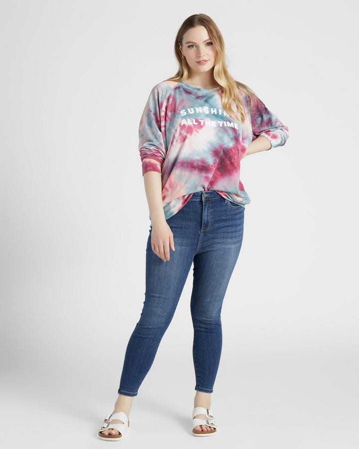 Rose/Blue $|& 78&SUNNY Sunshine All The Time Tie Dye Graphic Pullover - SOF Full Front