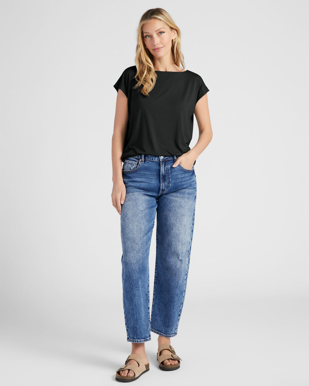 Black $|& 78&SUNNY Brentwood Boat Neck Top - SOF Full Front