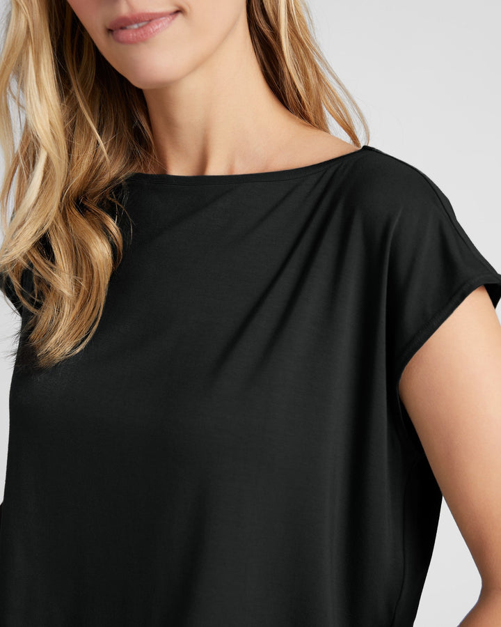 Black $|& 78&SUNNY Brentwood Boat Neck Top - SOF Detail