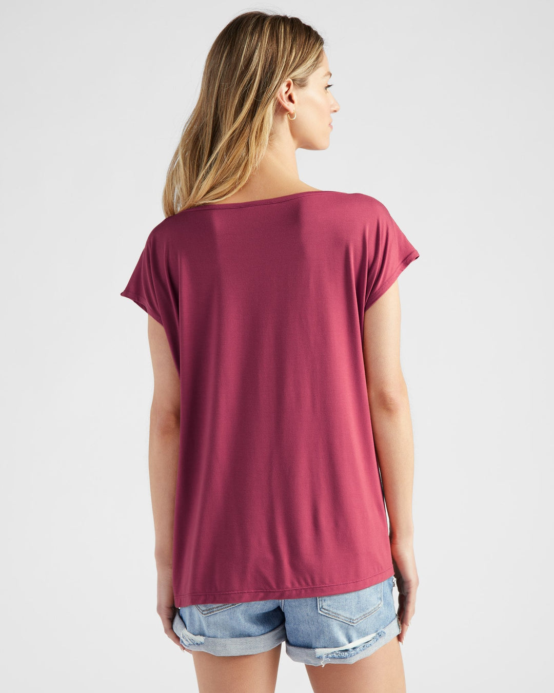 Red Plum $|& 78&SUNNY Brentwood Boat Neck Top - SOF Back