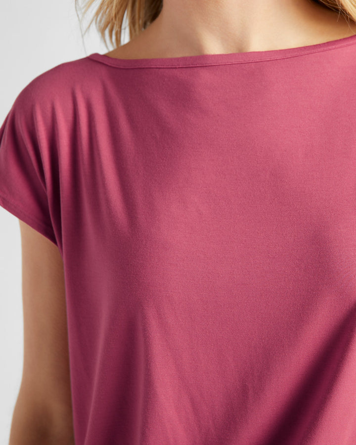 Red Plum $|& 78&SUNNY Brentwood Boat Neck Top - SOF Detail