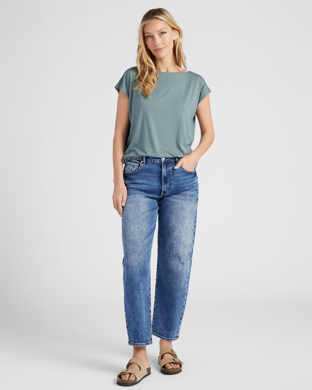 Slate Blue $|& 78&SUNNY Brentwood Boat Neck Top - SOF Full Front